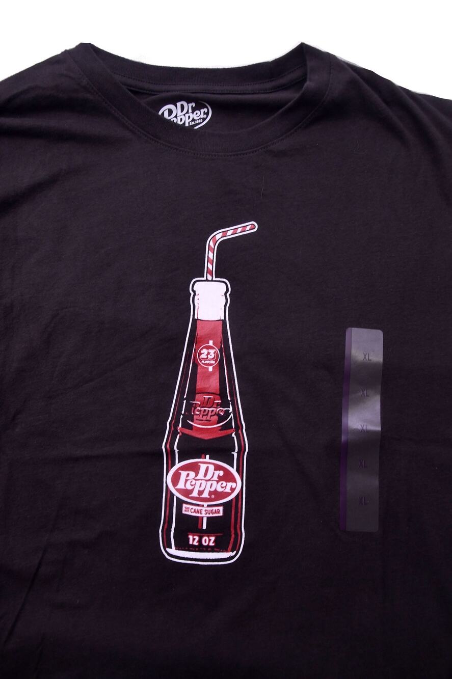 NEW Dr Pepper T-Shirt Men’s XL Black Bottle Graphic Tee 100% Cotton